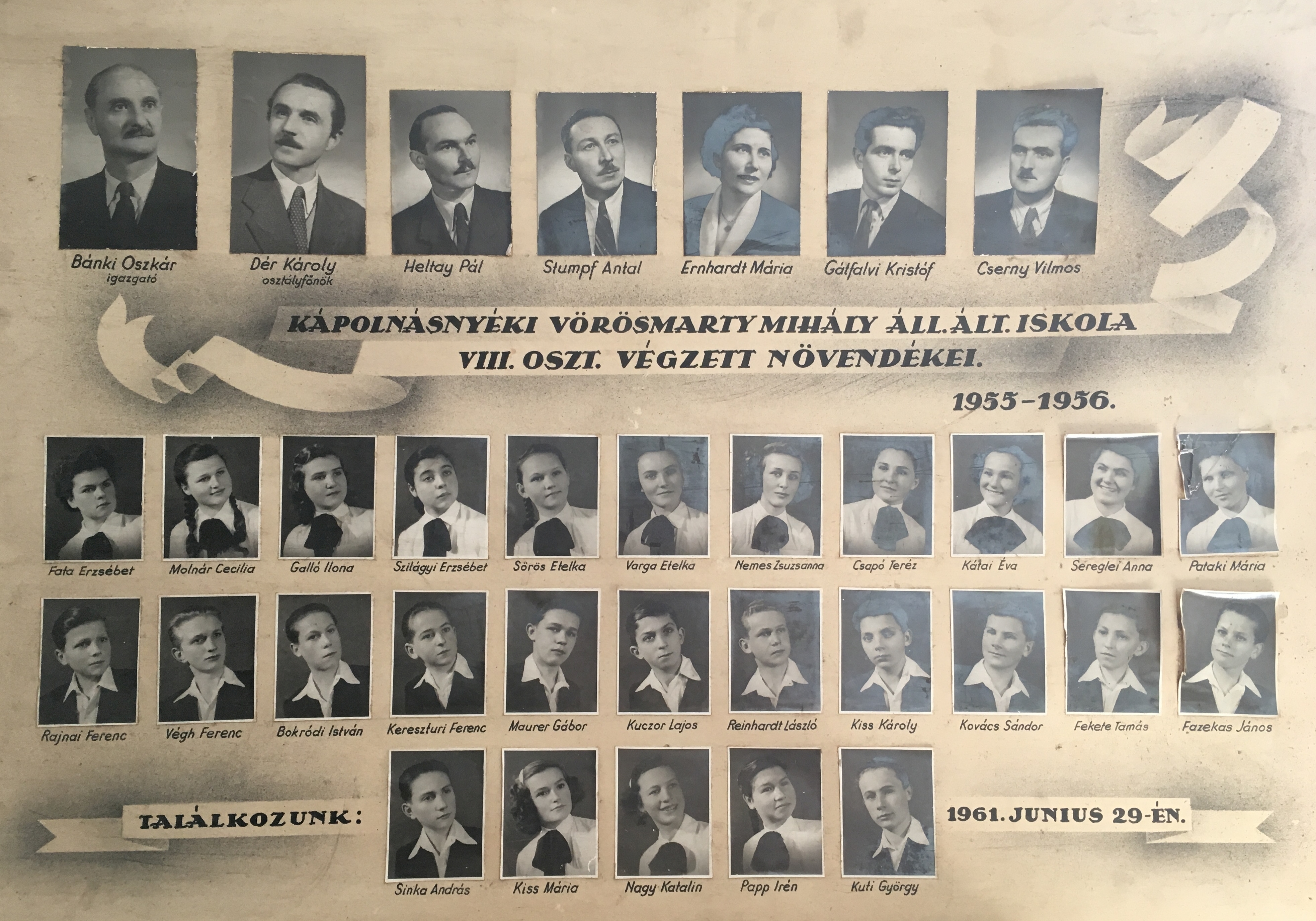 Kápolnásnyéki általános iskolai tabló 1956 Kápolnásnyéki általános iskolai tabló 1956