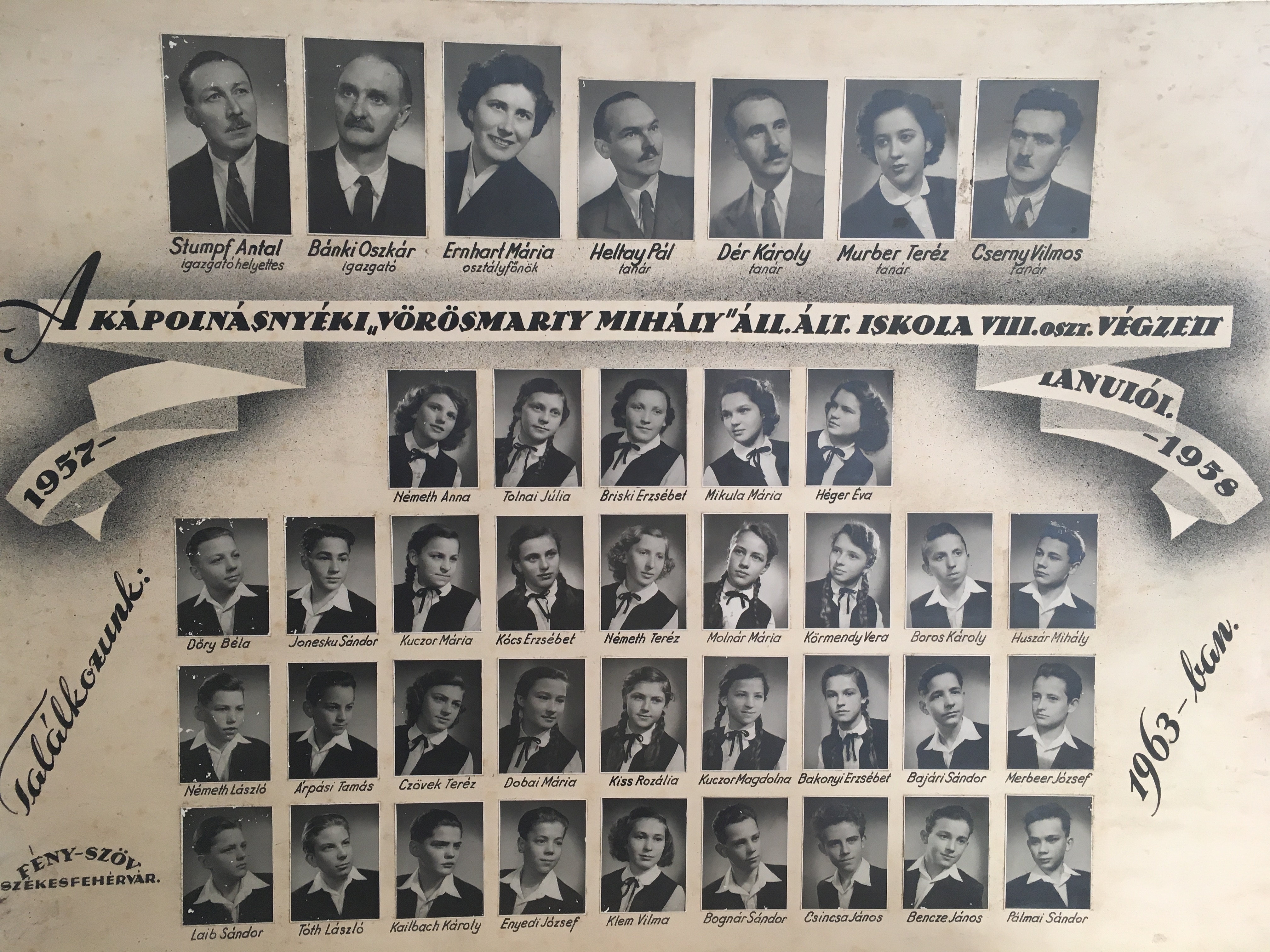 Kápolnásnyéki általános iskolai tabló 1958 Kápolnásnyéki általános iskolai tabló 1958