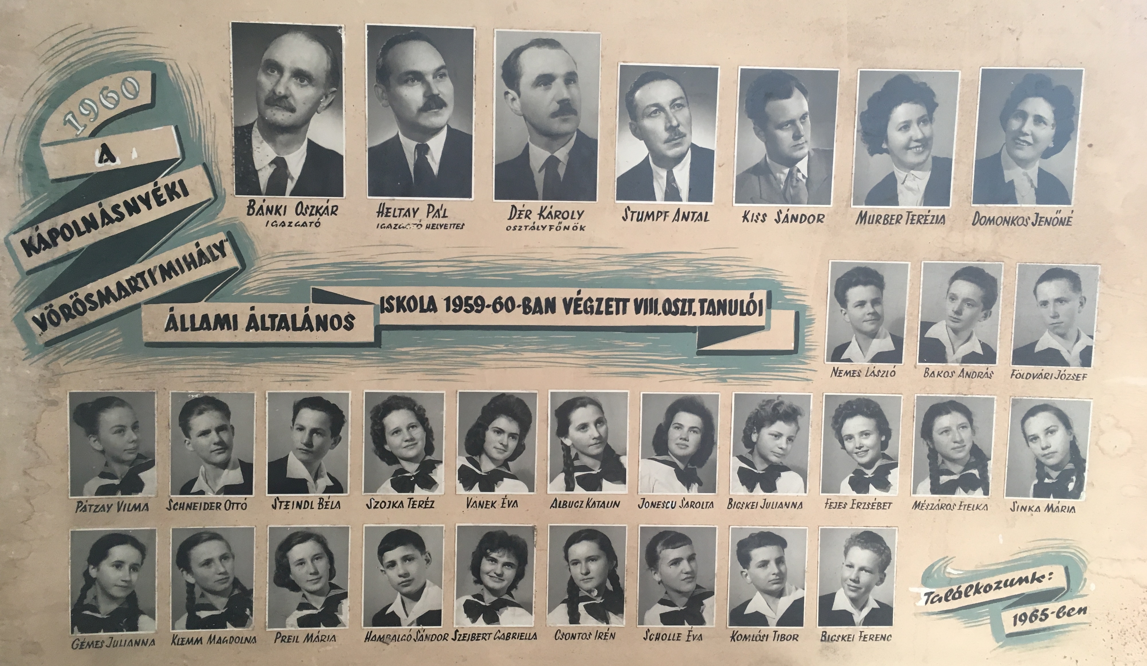 Kápolnásnyéki általános iskolai tabló 1960 Kápolnásnyéki általános iskolai tabló 1960
