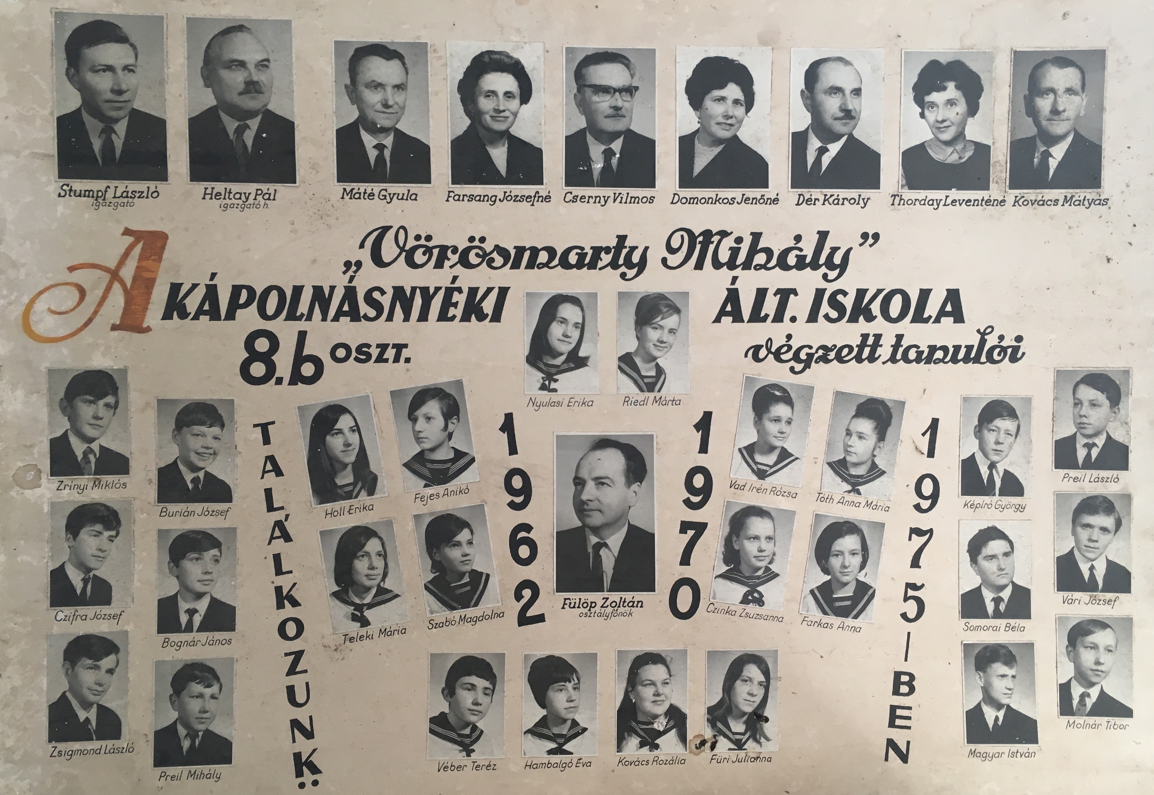 Kápolnásnyéki általános iskolai tabló 1970 8B Kápolnásnyéki általános iskolai tabló 1970 8B